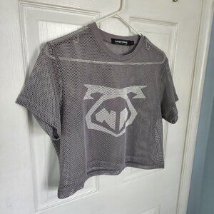 SOLD Nasty Pig Mesh Crop Top Gray Logo Tee Men’s M